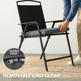 Outsunny Outdoor Chair Seat Cushions Set of 2, Garden Chair Cushions with 7cm Thick Foam & Ties, Dark Grey