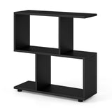 24 Inch 3-Tier Geometric Bookshelf with Thick Foot Pads-Black