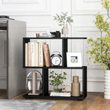 24 Inch 3-Tier Geometric Bookshelf with Thick Foot Pads-Black