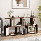 24 Inch 3-Tier Geometric Bookshelf with Thick Foot Pads-Brown