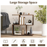 24 Inch 3-Tier Geometric Bookshelf with Thick Foot Pads-Brown