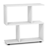24 Inch 3-Tier Geometric Bookshelf with Thick Foot Pads-White