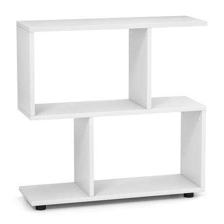 24 Inch 3-Tier Geometric Bookshelf with Thick Foot Pads-White