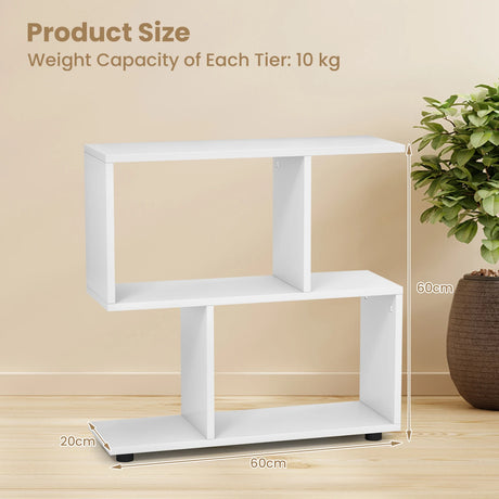 24 Inch 3-Tier Geometric Bookshelf with Thick Foot Pads-White