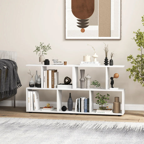 24 Inch 3-Tier Geometric Bookshelf with Thick Foot Pads-White