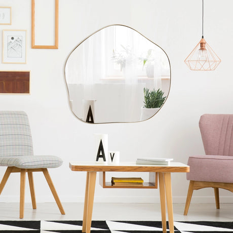 Irregular Wall Mirror Asymmetrical Mirror with Expansion Screws-Golden