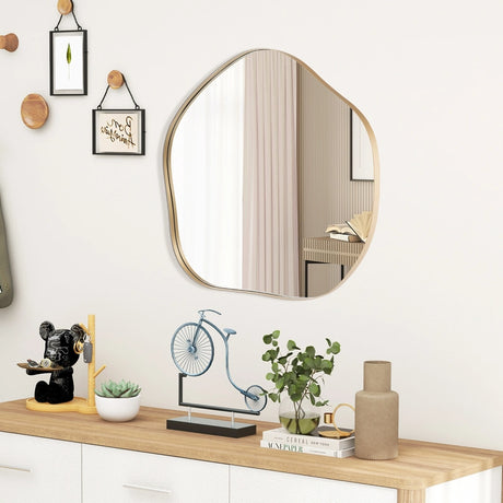 Irregular Wall Mirror Asymmetrical Mirror with Expansion Screws-Golden