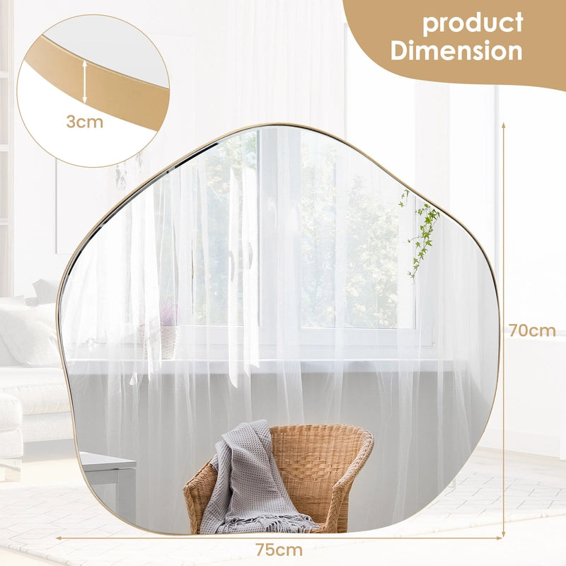 Irregular Wall Mirror Asymmetrical Mirror with Expansion Screws-Golden