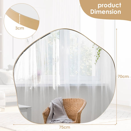 Irregular Wall Mirror Asymmetrical Mirror with Expansion Screws-Golden