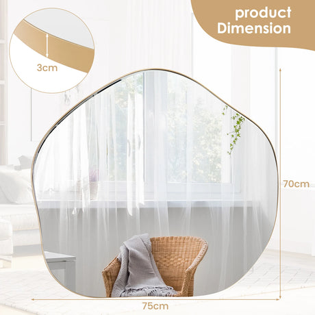 Irregular Wall Mirror Asymmetrical Mirror with Expansion Screws-Golden