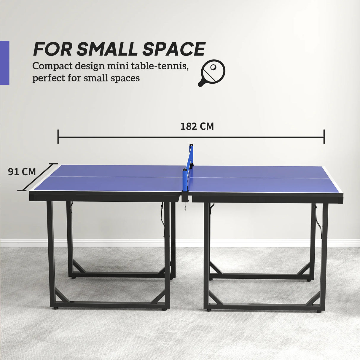 HOMCOM 6ft Table Tennis Table, Ping Pong Table with Net, Foldable and Portable Ping Pong Set for Indoor Outdoor Use, Easy Assemble, Midsize, Blue
