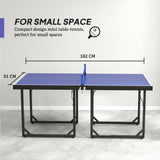 HOMCOM 6ft Table Tennis Table, Ping Pong Table with Net, Foldable and Portable Ping Pong Set for Indoor Outdoor Use, Easy Assemble, Midsize, Blue