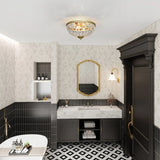 HOMCOM Crystal Chandelier Ceiling Light with 168 Octagonal Beads, Vintage 2-Light Flush Mount Ceiling Light for Living Room, Bedroom, Hallway, Dining Room, Gold Tone