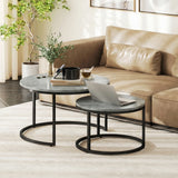 HOMCOM Set of Two Cement-Effect Stacking Tables - Grey