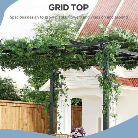 Outsunny 3 x 3 Meter Metal Pergola Garden Gazebo Grape Trellis for Climbing Plants Outdoor Sun Shelter Arbours