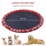 PawHut Dog Splash Pad, Pet Sprinkler Mat, Non-Slip Dog Paddling Pool, Foldable Outdoor Sprinkler and Splash Mat Water Play for Garden, Patio, Summer Fun, 150 cm
