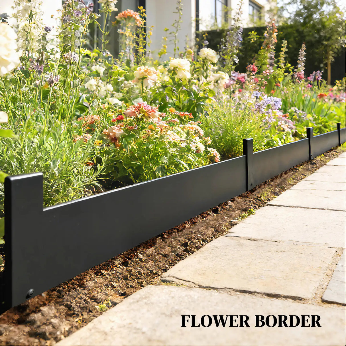 Outsunny 5pcs Garden Fence, Metal Picket Fence Panels, 115x15cm, Black
