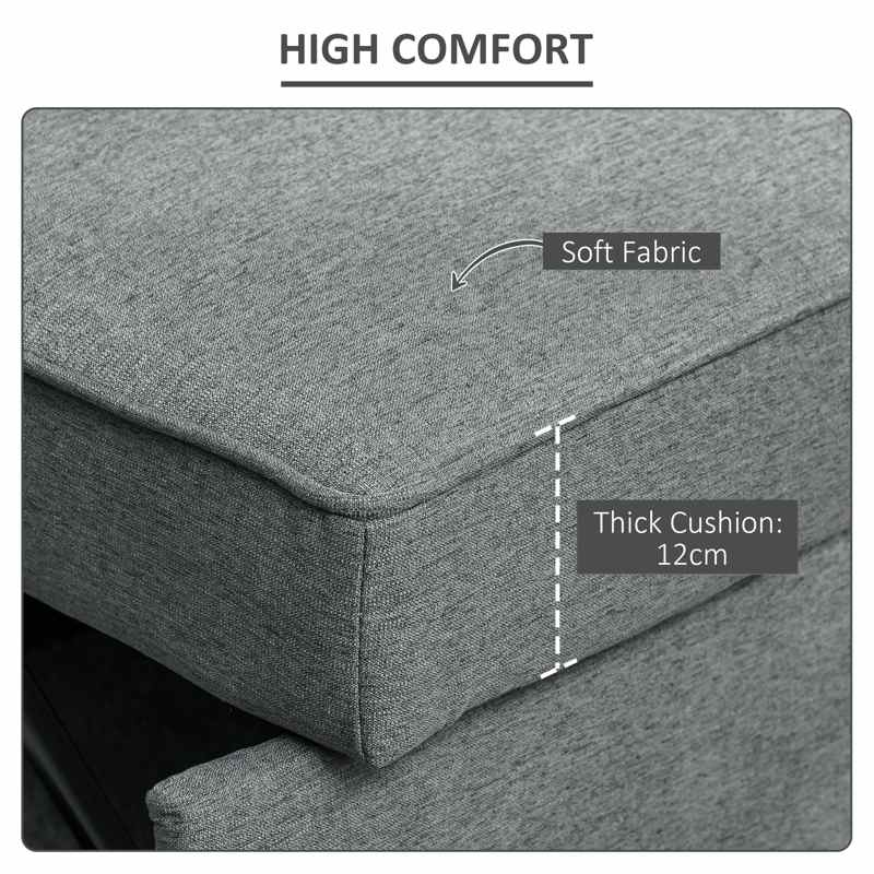 HOMCOM Double Sofa Bed Click Clack Sofa Bed Pull Out Bed with Adjustable Backrest for Living Room and Bedroom Grey