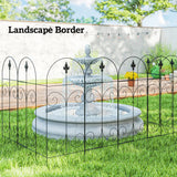 Outsunny Decorative Garden Fencing, 8PCs 44in x 12.5ft Outdoor Picket Fence Panels, Rustproof Metal Wire Landscape Flower Bed Border Edging, Black