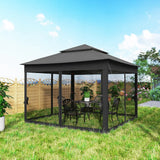 Outsunny 3 x 3(m) Pop Up Gazebo, Double-roof Garden Tent with Netting and Carry Bag, Party Event Shelter, Black