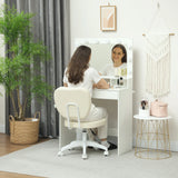 Vinsetto Vanity Office Chair, PU Leather Computer Chair for Home, with Adjustable Height, Armless, Swivel Wheels, Cream