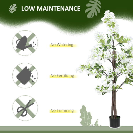 HOMCOM Artificial Plants Honeysuckle Flower in Pot Fake Plants with Curved Boots for Indoor 15x15x150cm White