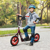 AIYAPLAY Kids Scooter with Adjustable Handlebar, Children's Kick Scooter with Non-slip Footplate, Rear Brake, Kickstand, Red