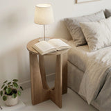 HOMCOM End Table Compact Round Side Table with Curved Legs in Coffee Wood Effect