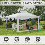 Outsunny 4 x 3 m Party Tent Wedding Gazebo Outdoor Waterproof PE Canopy Shade with Panel