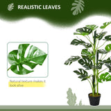 Outsunny 100cm/3.3FT Artificial Monstera Tree Decorative Cheese Plant 21 Leaves with Nursery Pot, Fake Tropical Palm Tree for Indoor Outdoor Dcor, Set of 2