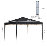 Outsunny 3 x 3M Garden Pop Up Gazebo Height Adjustable Marquee Party Tent Wedding Canopy with Carrying Bag, Black