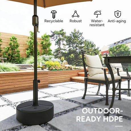 Outsunny Round Garden Parasol Base, Garden Umbrella Stand Heavy Duty Parasol Base, Filled Up to 20kg with Stand or 18kg with Water for 38, 48 mm Poles, Black