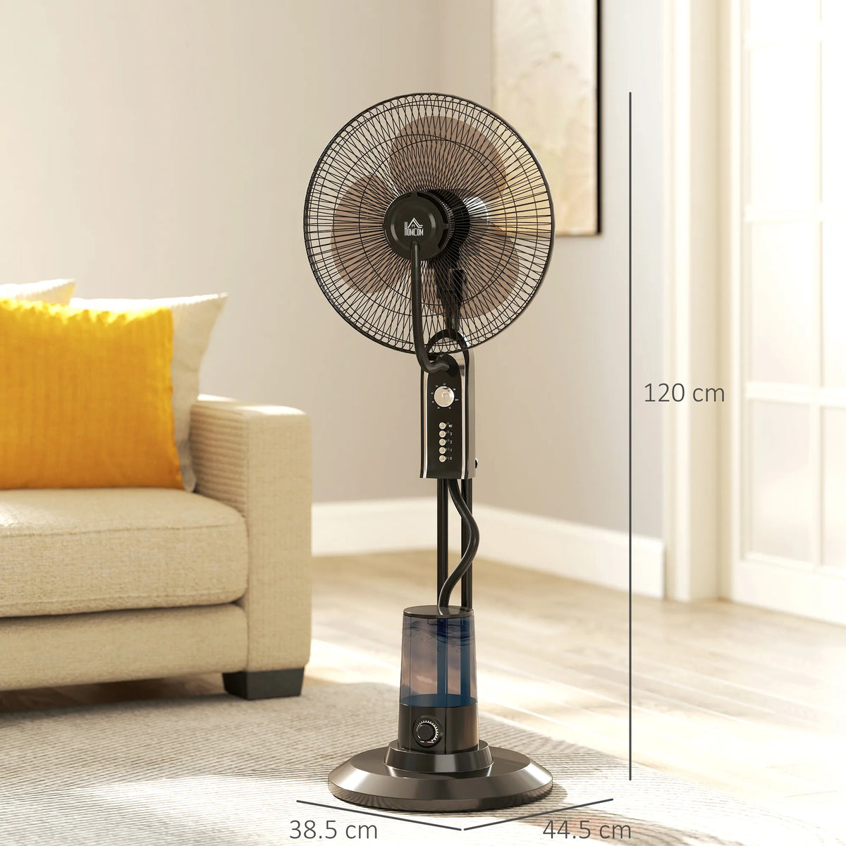HOMCOM Pedestal Fan with Water Mist Spray, Spray Misting Fan with 70 Oscillation, Tilt Head, 3 Speeds, 3 Modes, Adjustable Mist, 3.2L Water Tank, for Home, 120 cm