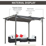 Outsunny 3 x 3(m) Metal Pergola with Retractable Roof, Garden Gazebo Metal Pergola Canopy. Outdoor Sun Shade Shelter for Party BBQ, Grey