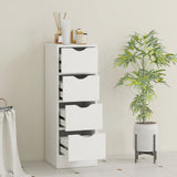 HOMCOM 4-Drawer Bathroom Cabinet, Freestanding Narrow Storage Cabinet with Groove Handles for Small Spaces, White
