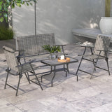 Outsunny Four-Piece Metal Garden Sofa Set - Mixed Grey