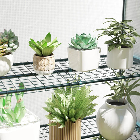 Outsunny Four-Tier Mini Greenhouse - Green/White
