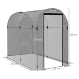 Outsunny Galvanised Steel Fruit Cage, Plant Protection Tent with Zipped Door, 1.2 x 2.4 x 1.9m, Black