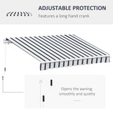 Outsunny Manual Retractable Awning, 4x3 m-Blue/White