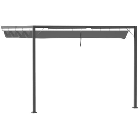 Outsunny 3 x 3(m) Outdoor Pergola Retractable Canopy Wall Mounted Gazebo Patio Shelter Sun Shade, Grey