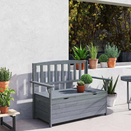 Outsunny Two-Seater Garden Storage Bench - Grey
