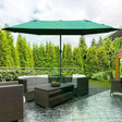 Outsunny 4.6M Sun Umbrella Canopy Double-sided Crank Sun Shade w/ Cross Base Dark Green