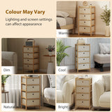 HOMCOM Chest of Drawers, 4 Fabric Drawers Narrow Dresser with Bamboo Frame, Cream White