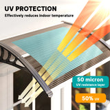Outsunny Front Door Canopy Outdoor Awning Aluminium Rigid Plastic Polycarbonate Rain Shelter UV Water Rain Resistant 100 x 75cm Brown