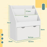 AIYAPLAY Bookcase for Kids with Shelves, Drawer, Bookcase for Bedroom, Playroom, White
