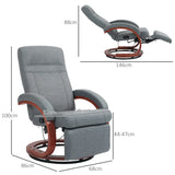 HOMCOM 135 Manual Reclining Swivel Chair, with Footrest - Grey