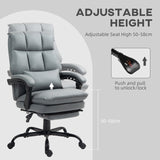 HOMCOM Faux Leather Reclining Office Chair, with Footrest - Grey