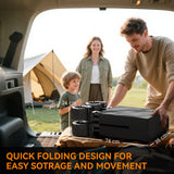 Outsunny Outdoor Folding Garden Trolley on Wheels, Capming Cargo Wagon Cart Trailer w/ Handle, Wheels for Beach Garden, Black