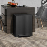 HOMCOM 50L Dual Compartment Stainless Steel Bin, with Deodoriser Holders - Black