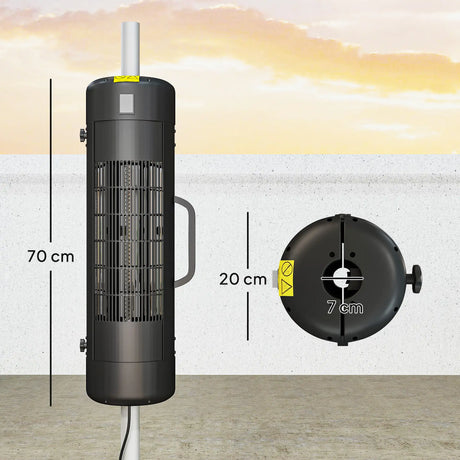 Outsunny Electric Umbrella Parasol Mounted Patio Heater for 25-70 mm Poles, 2000 W Outdoor Garden Heater with 2 Heat Setting, 6  Coverage, Tip-Over Protection, Black